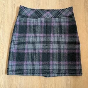 LL Bean Wool Blend Tartan Plaid Lavender Purple and Gray Mini Skirt
